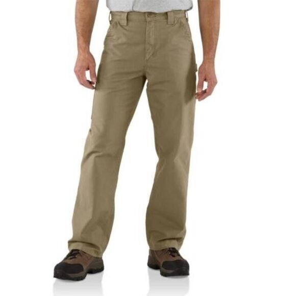 Carhartt Carpenter Canvas Work Pants Dungaree Fit B151 DKH Mens 36x32 Dark Khaki - Picture 1 of 13